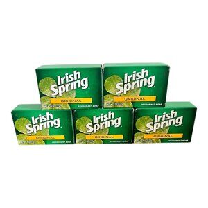 Lot Of 5 Irish Spring Original Deodorant Bar Soap 4 Oz Bath Size No Barcode NEW